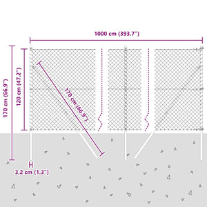 vidaXL Fence Post Silver 10 x 1.2 m (40 x 40 mm Mesh Size) Steel