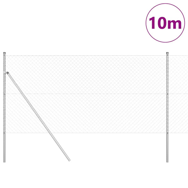vidaXL Fence Post Silver 10 x 1.2 m (40 x 40 mm Mesh Size) Steel