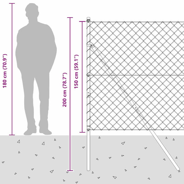 vidaXL Fence Post Silver 10 x 1.5 m (40 x 40 mm Mesh) Steel