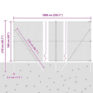 vidaXL Fence Posts Silver 10 x 1.6 m (40 x 40 mm mesh) Steel