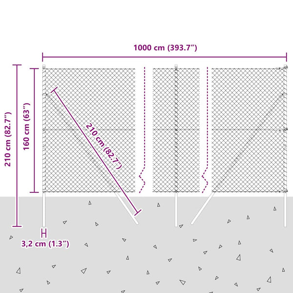 vidaXL Fence Posts Silver 10 x 1.6 m (40 x 40 mm mesh) Steel