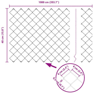 vidaXL Silver Fence Post 10 x 0.4 m (60 x 60 mm Mesh) Steel