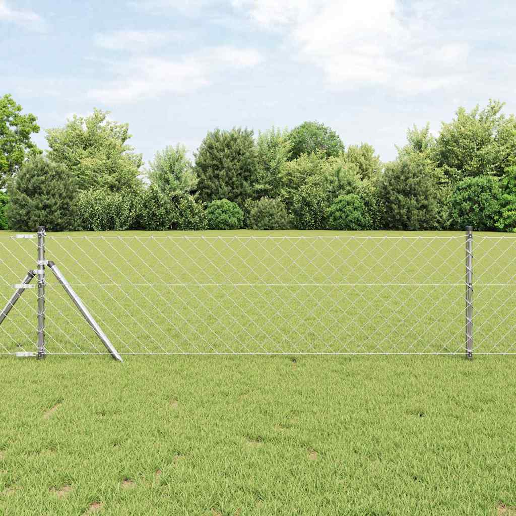 vidaXL Fence Post Silver 10 x 0.8 m (60 x 60 mm Mesh) Steel