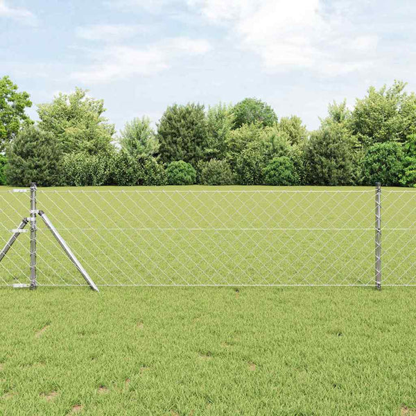 vidaXL Fence Post Silver 10 x 0.8 m (60 x 60 mm Mesh) Steel