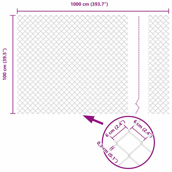 vidaXL Fence Post Silver 10 x 1 m (60 x 60 mm Mesh) Steel
