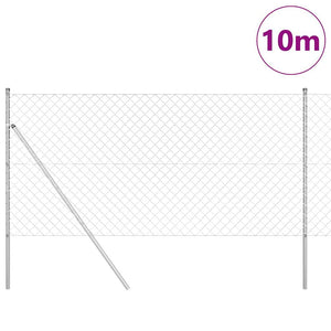 vidaXL Fence Post Silver 10 x 1 m (60 x 60 mm Mesh) Steel