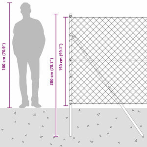 vidaXL Fence Post Silver 10 x 1.5 m (60 x 60 mm Mesh) Steel