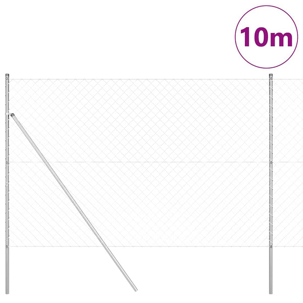 vidaXL Fence Post Silver 10 x 1.5 m (60 x 60 mm Mesh) Steel