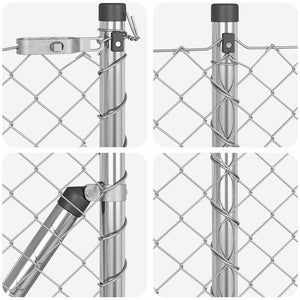 vidaXL Fence Post Silver 25 x 0.4 m (40 x 40 mm Mesh) Steel