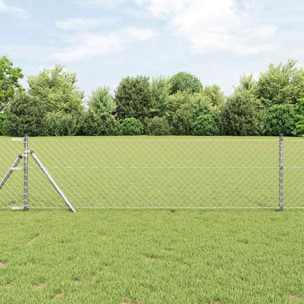 vidaXL Fence Post Silver 25 x 0.4 m (40 x 40 mm Mesh) Steel