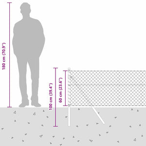 vidaXL Silver Fence Post 25 x 0.6 m (40 x 40 mm Mesh) Steel