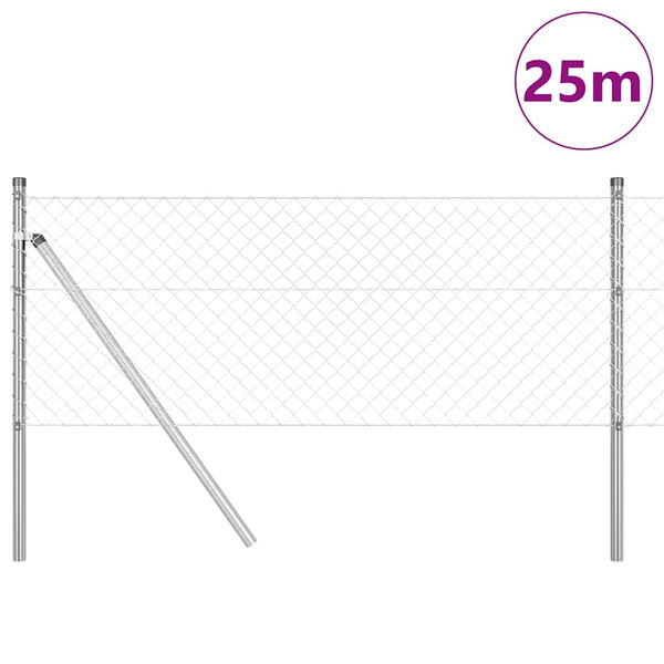 vidaXL Silver Fence Post 25 x 0.6 m (40 x 40 mm Mesh) Steel