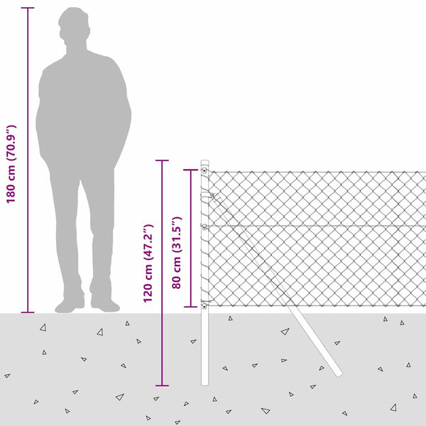 vidaXL Fence Post Silver 2.5 x 0.8 m (40 x 40 mm Mesh) Steel