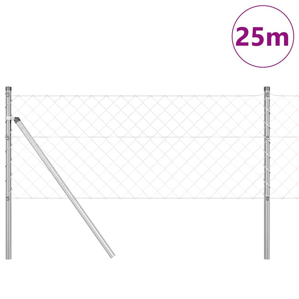 vidaXL Fence Post Silver 2.5 x 0.8 m (60 x 60 mm mesh) Steel