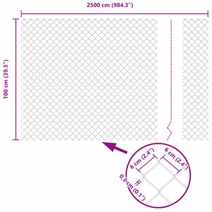 vidaXL Fence Post Silver 25 x 1 m (60 x 60 mm Mesh) Steel