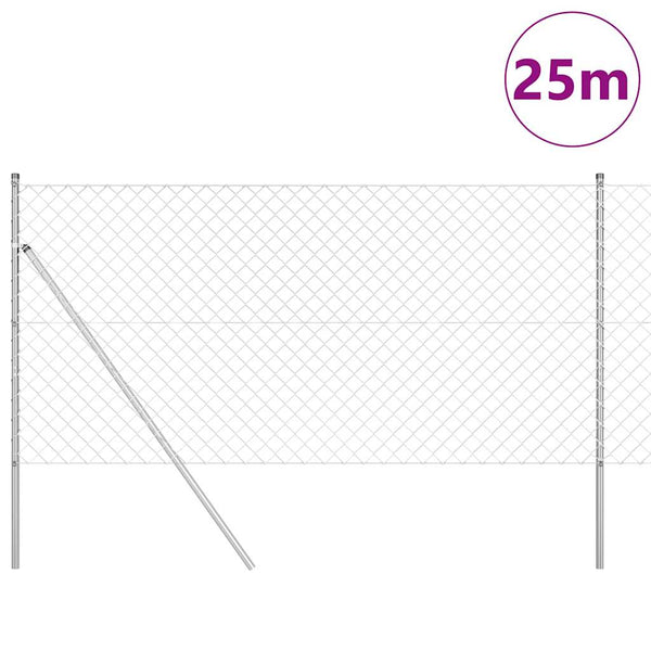 vidaXL Fence Post Silver 25 x 1 m (60 x 60 mm Mesh) Steel
