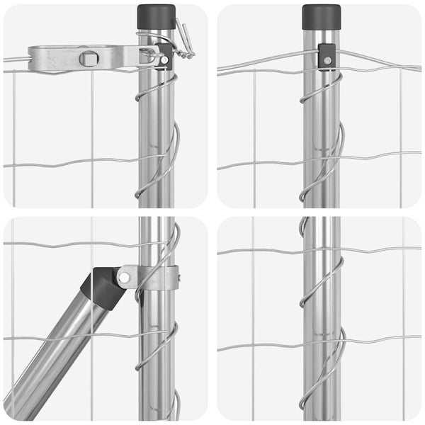 vidaXL Fence with Posts Silver 0.4 x 10 m Steel and PVC