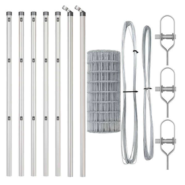 vidaXL Fence with Posts Silver 0.4 x 10 m Steel and PVC