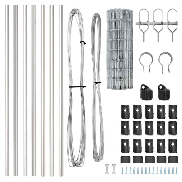vidaXL Fence with Posts Silver 0.4 x 10 m Steel and PVC