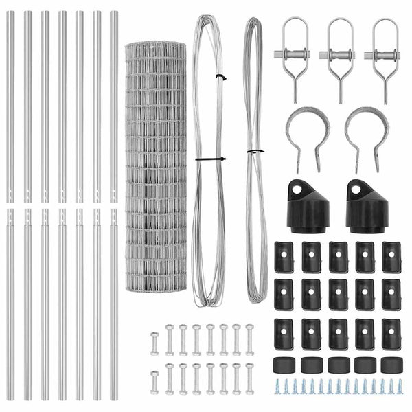 vidaXL Fence with Posts Silver 1.4 x 10 m Steel and PVC