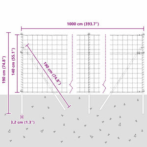vidaXL Fence with Posts Silver 1.4 x 10 m Steel and PVC