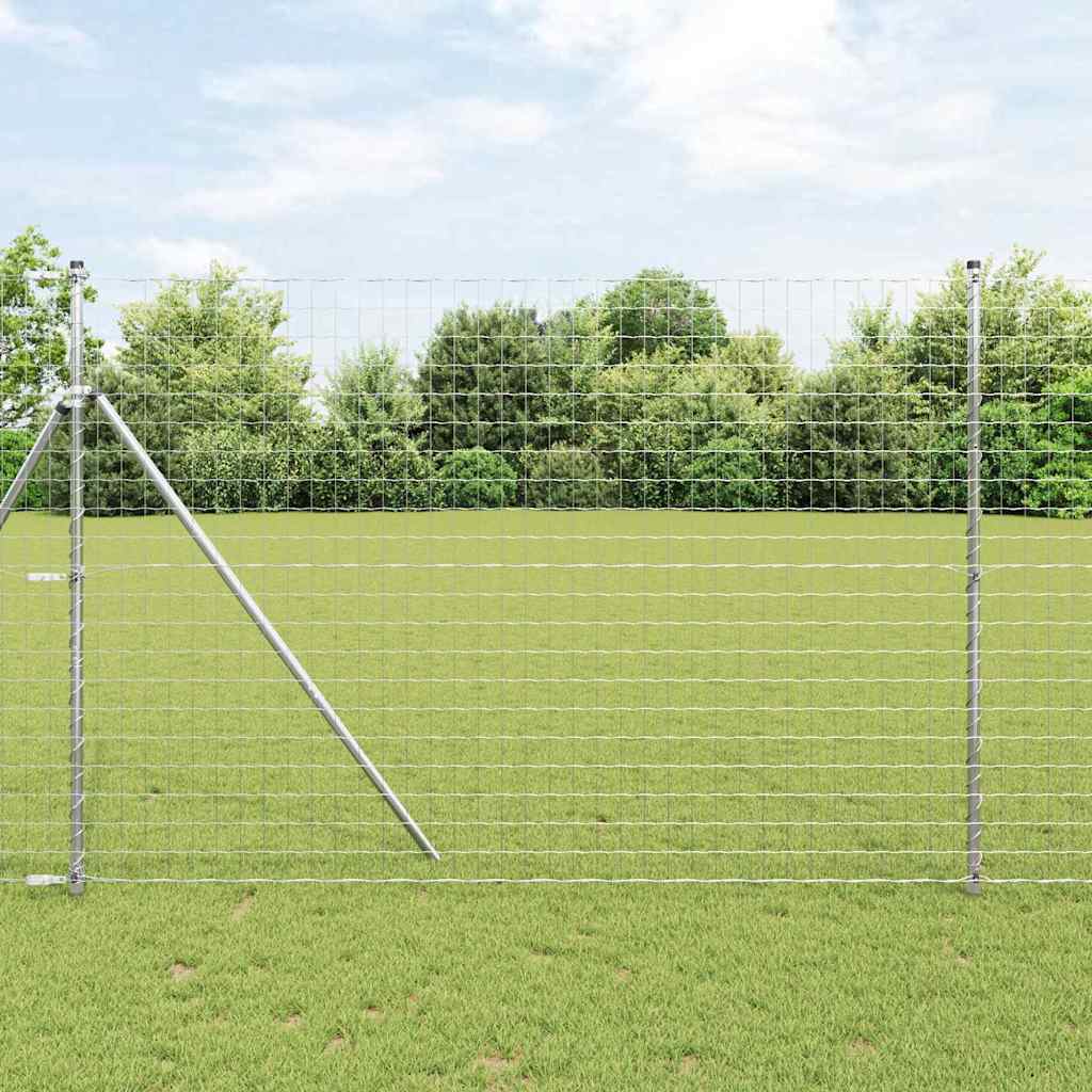 vidaXL Fence with Posts Silver 1.5 x 10 m Steel and PVC