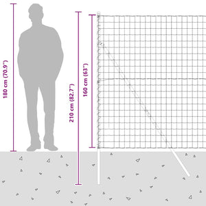 vidaXL Fence with Posts Silver 1.6 x 10 m Steel and PVC