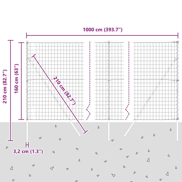 vidaXL Fence with Posts Silver 1.6 x 10 m Steel and PVC