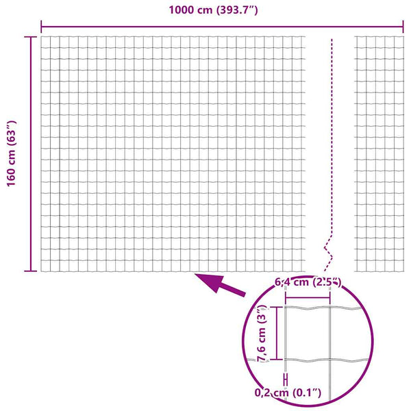 vidaXL Fence with Posts Silver 1.6 x 10 m Steel and PVC