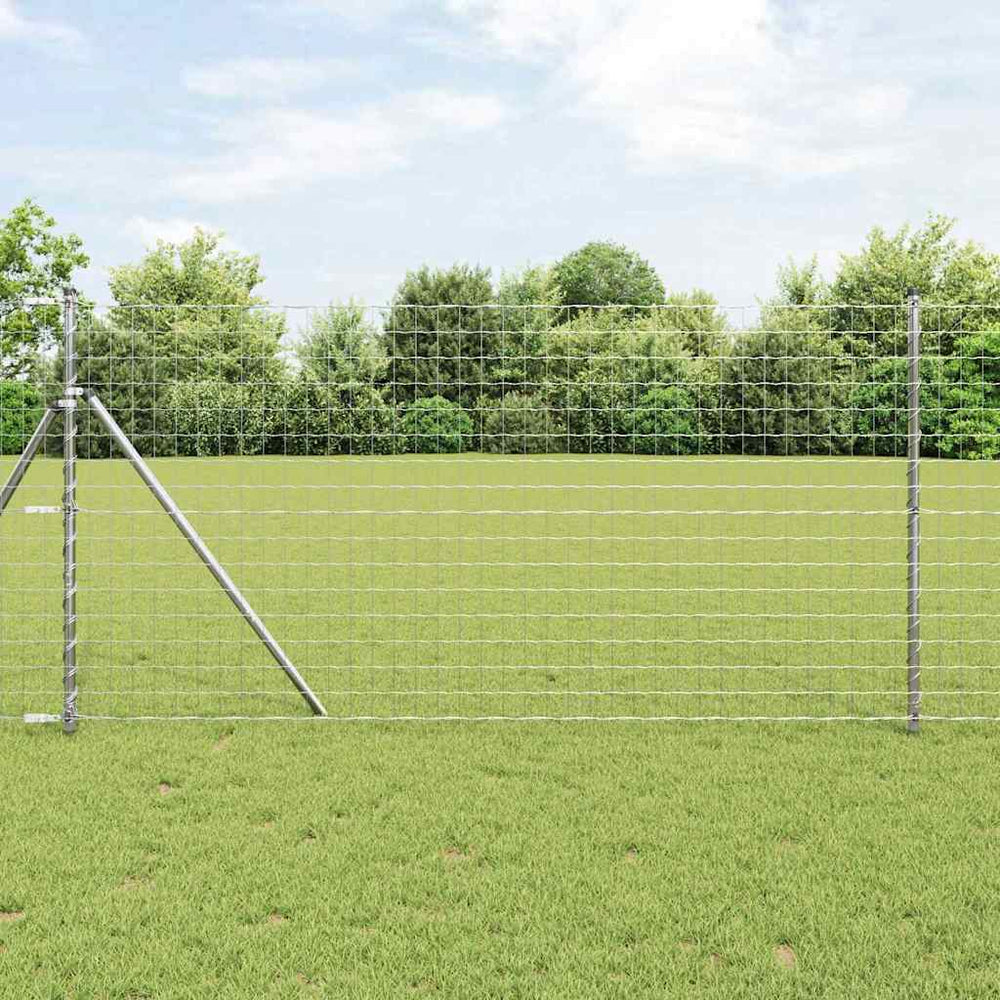 vidaXL Fence with Posts Silver 1 x 25 m Steel and PVC