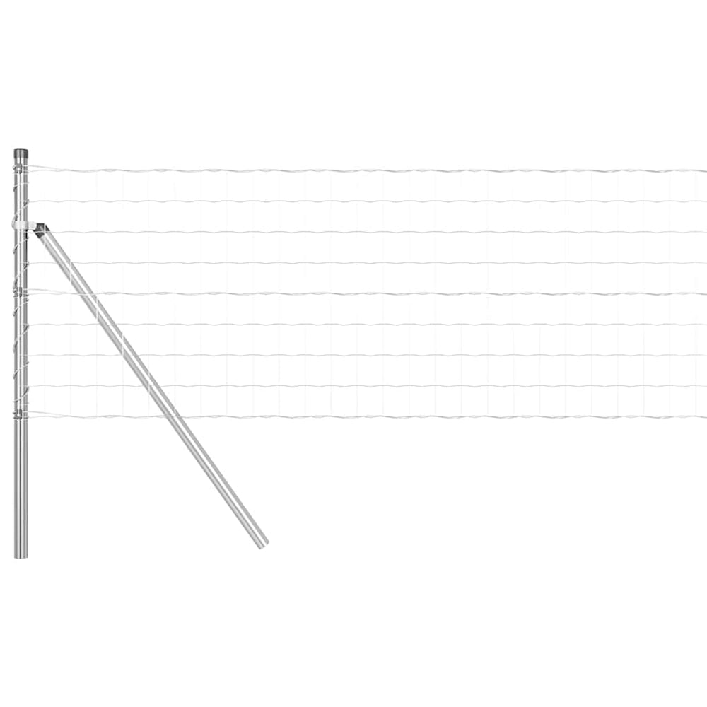vidaXL Fence with Posts Silver 0.6 x 50 m Steel and PVC