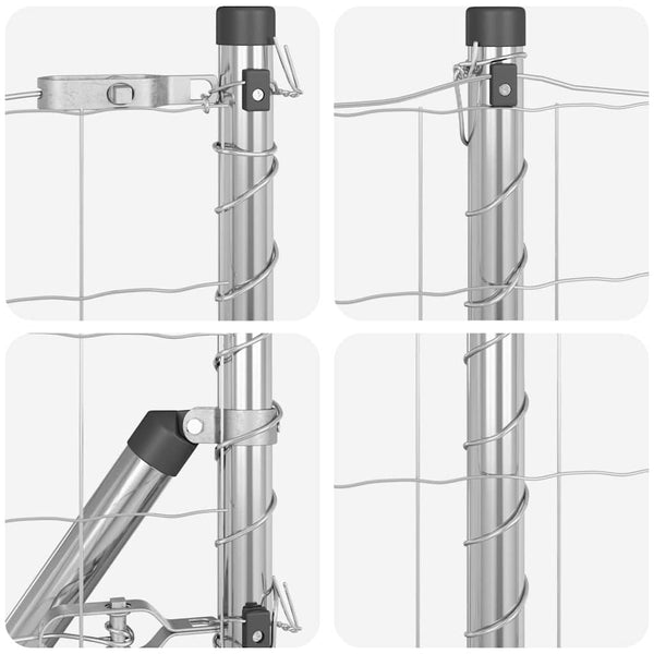 vidaXL Fence with Posts Silver 0.4 x 25 m Steel