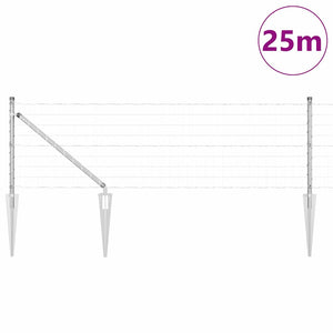 vidaXL Fence with Posts Silver 0.4 x 25 m Steel