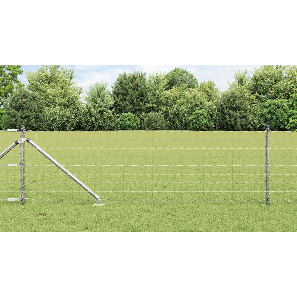vidaXL Fence with Posts Silver 0.6 x 25 m Steel