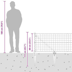 vidaXL Fence with Posts Silver 0.6 x 25 m Steel