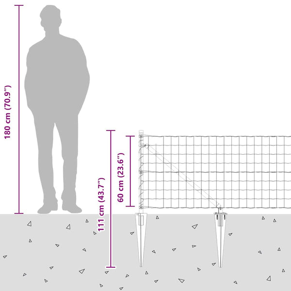 vidaXL Fence with Posts Silver 0.6 x 25 m Steel