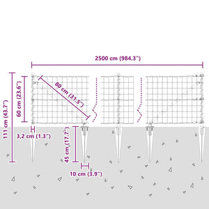 vidaXL Fence with Posts Silver 0.6 x 25 m Steel