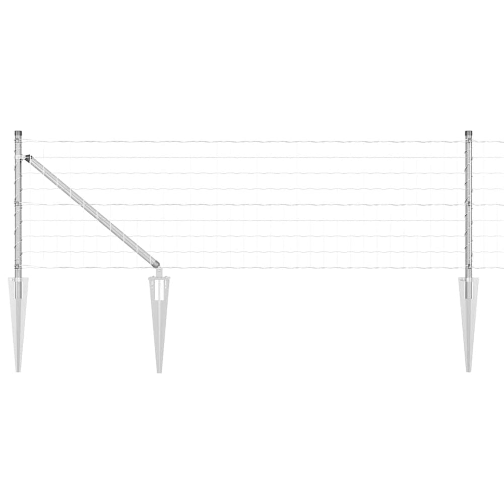 vidaXL Fence with Posts Silver 0.8 x 25 m Steel