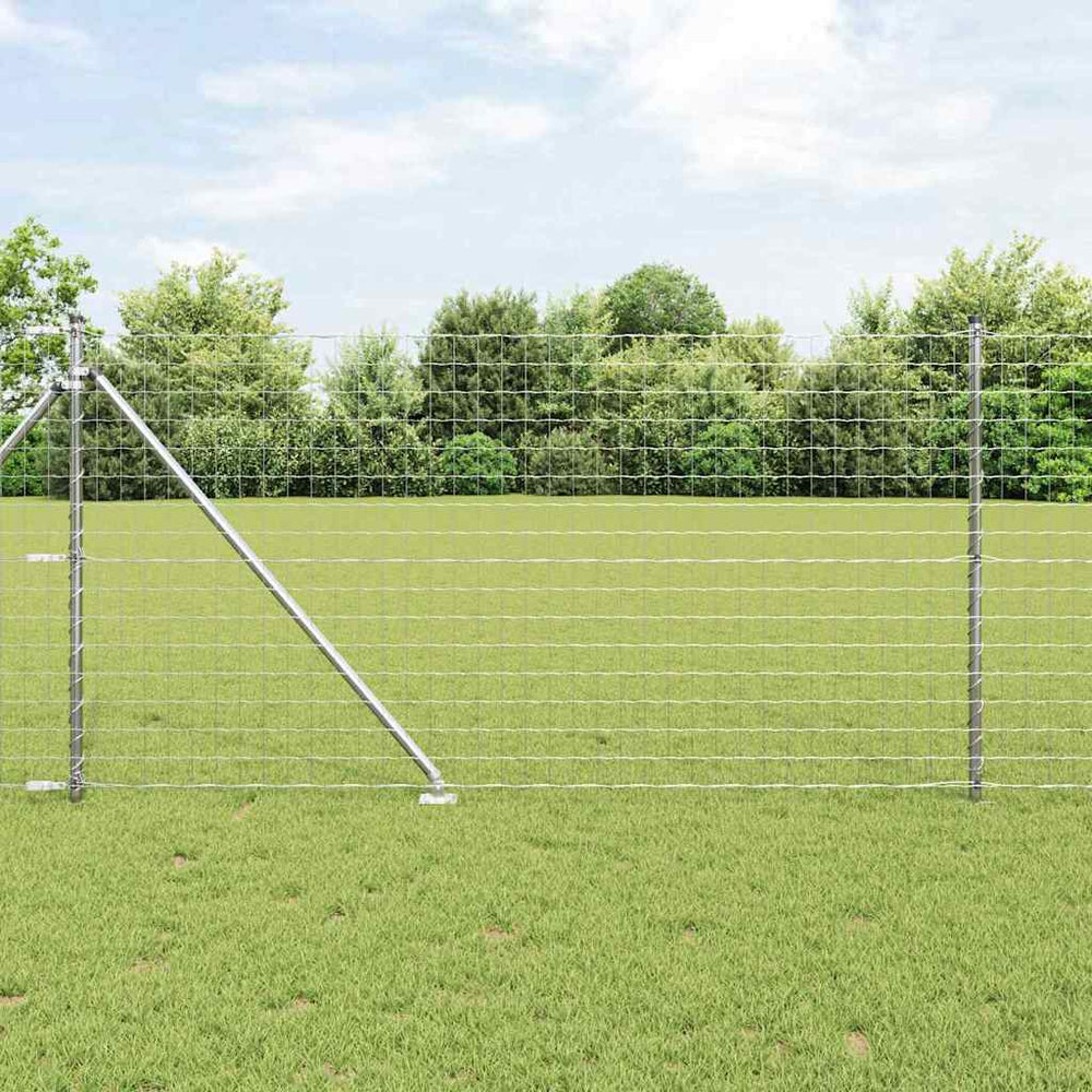 vidaXL Fence with Posts Silver 1 x 25 m Steel