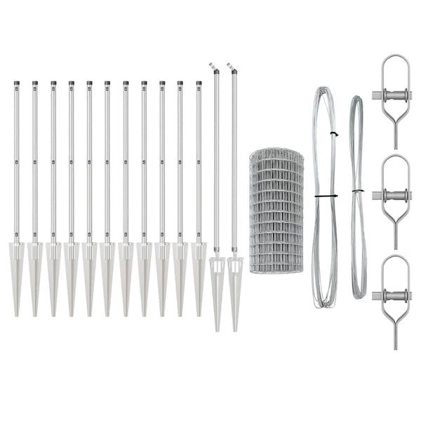 vidaXL Fence with Posts Silver 1 x 25 m Steel