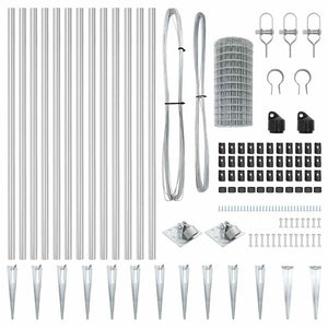 vidaXL Fence with Posts Silver 1 x 25 m Steel