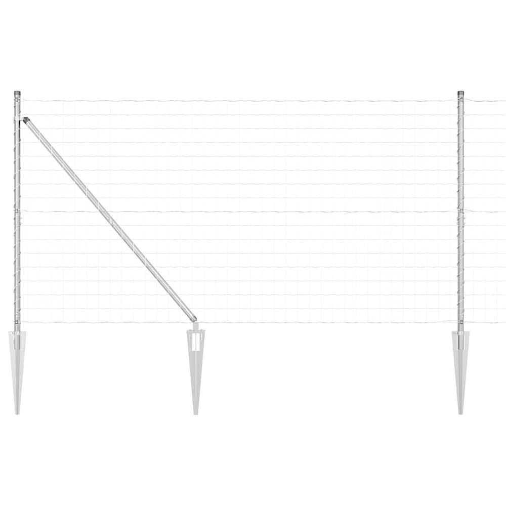 vidaXL Fence with Posts Silver 1.2 x 25 m Steel