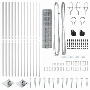 vidaXL Fence with Posts Silver 1.2 x 25 m Steel