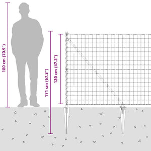 vidaXL Fence with Posts Silver 1.2 x 25 m Steel