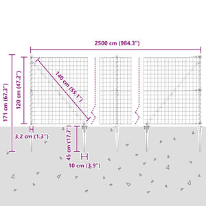 vidaXL Fence with Posts Silver 1.2 x 25 m Steel