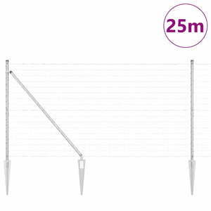 vidaXL Fence with Posts Silver 1.2 x 25 m Steel