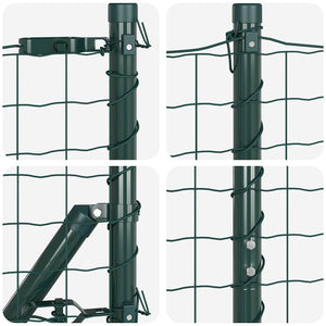 vidaXL Fence with Posts Green 1.6 x 10 m Steel