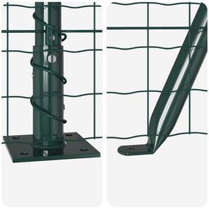 vidaXL Fence with Posts Green 1.6 x 10 m Steel