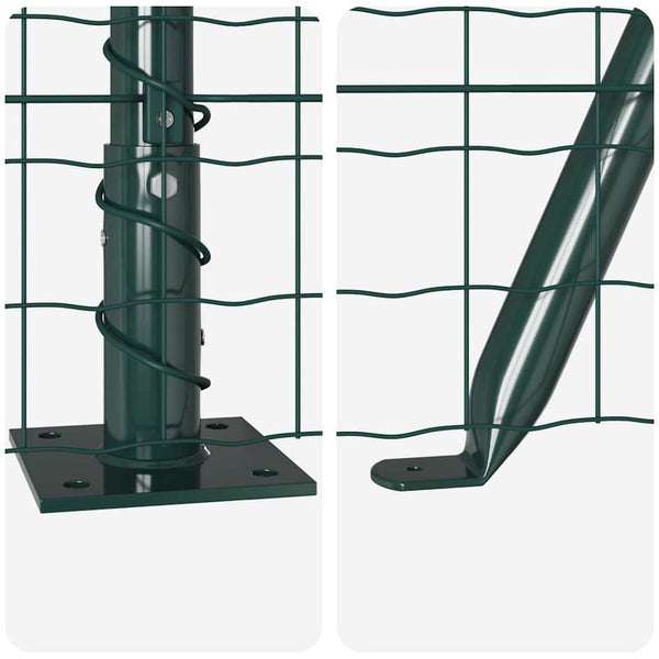 vidaXL Fence with Posts Green 1.6 x 10 m Steel