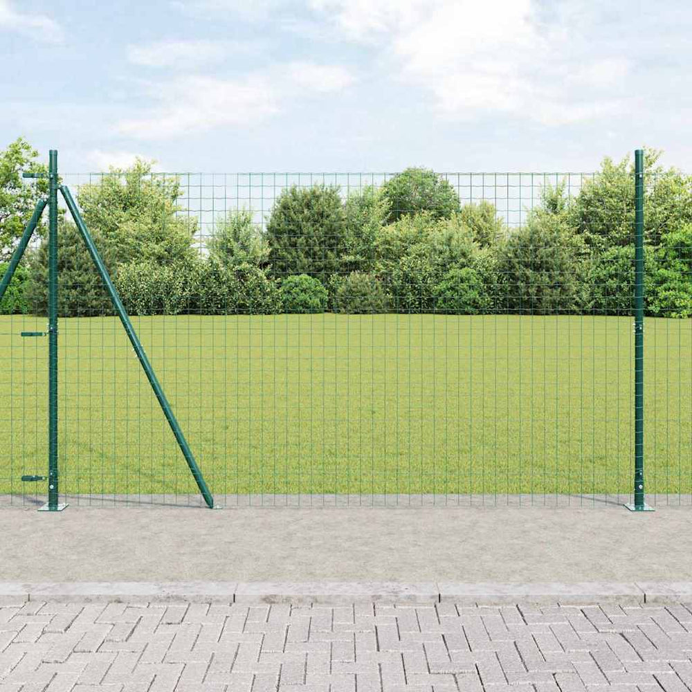 vidaXL Fence with Posts Green 1.6 x 10 m Steel